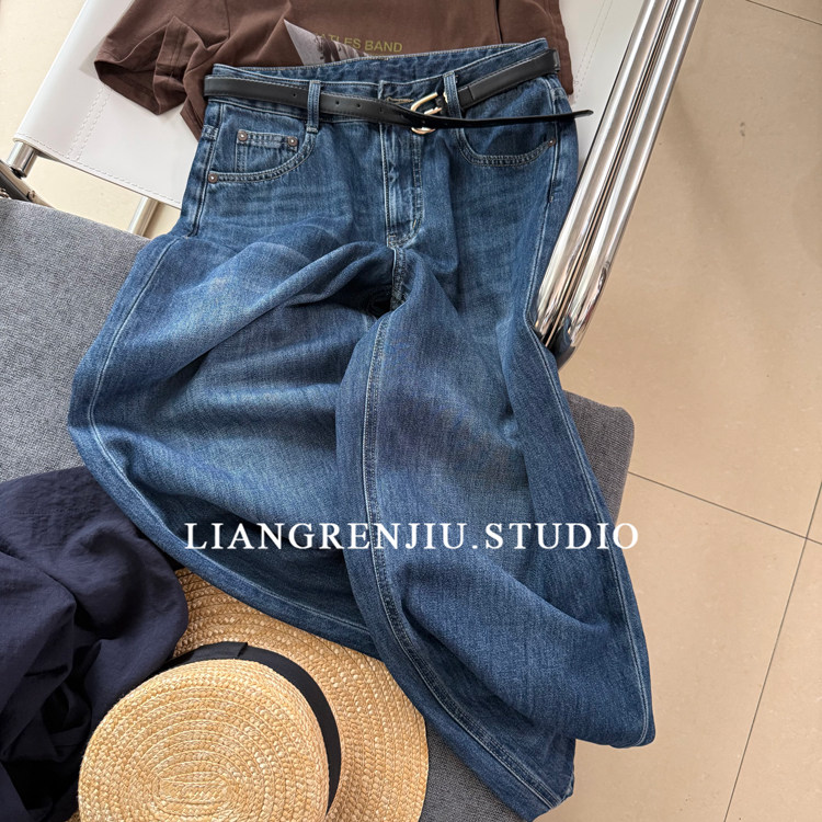 红标家。九分宽松柔软复古松弛感牛仔裤6286DR