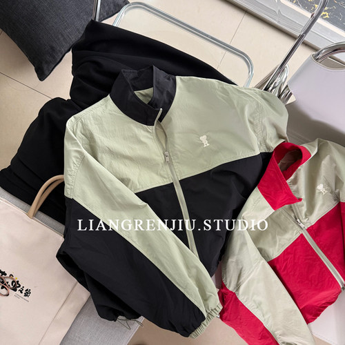 公司货。春季新款。洋气拼色拉链抗风短外套夹克外套2201MR