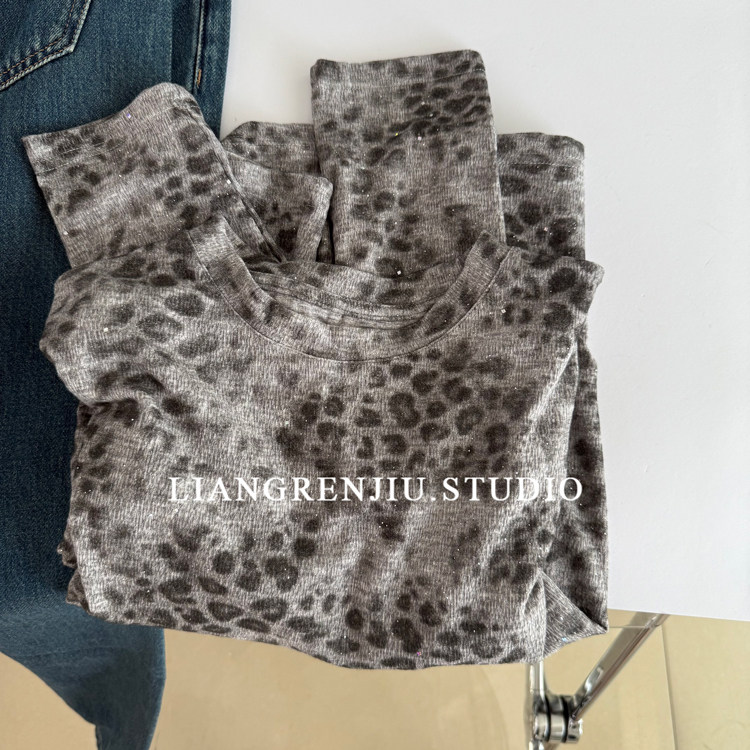 时髦感。豹纹贴钻。闪闪厚实长袖打底衫T恤30983A,女装/女士精品,T恤,淘宝优惠券,粉丝福利购,淘宝优惠卷