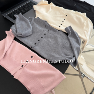 精品 针织衫 小方扣 百搭软糯开衫 四色C 通勤气质线 店主推荐