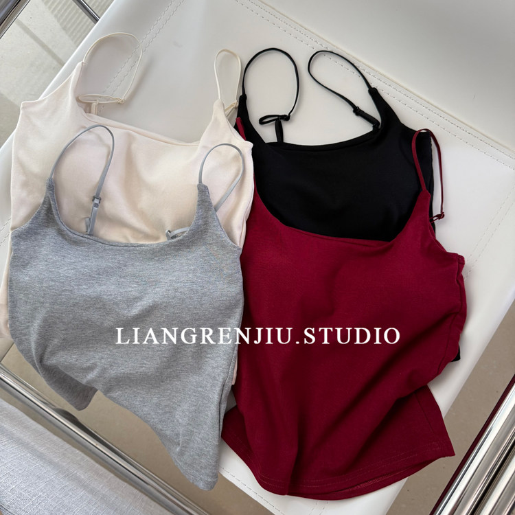 带胸垫。立体弹力百搭美背吊带2308B1