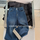 89803D 植绒厚实加绒两粒扣弹力直筒牛仔裤 撤柜G货 品质卓越