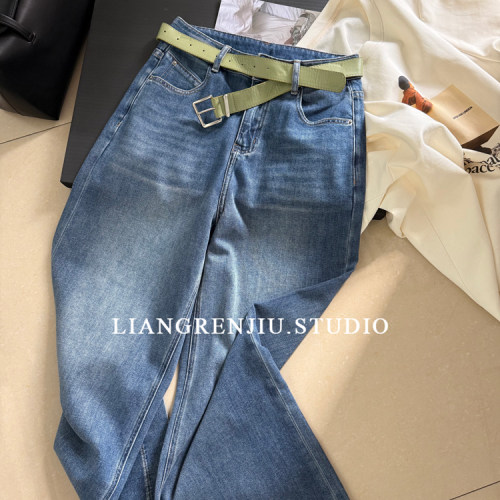 重磅稀缺推荐！360度弹力。撤G高货九分直筒新款牛仔裤3225D