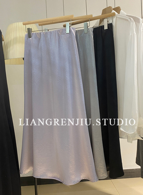 垂滑优质缎面。长款鱼尾人鱼姬松紧腰半身裙52012B10