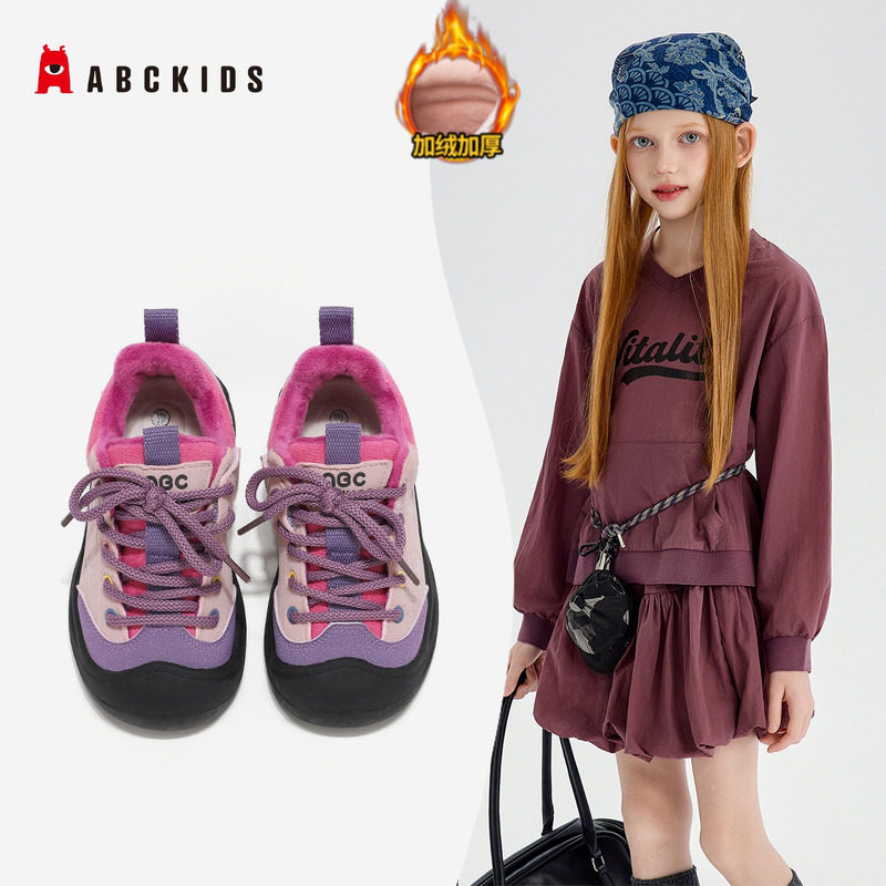 abckids童鞋 冬季新款女童鞋保暖舒适休闲运动鞋二棉鞋中小童加绒,童鞋/婴儿鞋/亲子鞋,棉鞋,淘宝优惠券,粉丝福利购,淘宝优惠卷