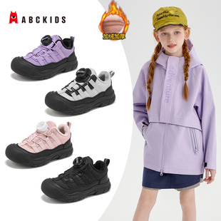 abckids女童加绒运动鞋2025冬季新款儿童休闲二棉鞋男童登山鞋子