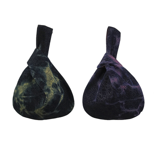 原创自制 紫色绿色水洗牛仔套结手腕包 日式小手拎包文艺复古清新