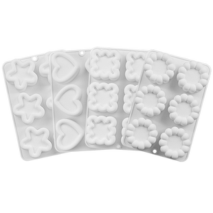 6连爱心星星凹槽慕斯蛋糕硅胶模方形花形巧克力布丁奶冻烘焙模具