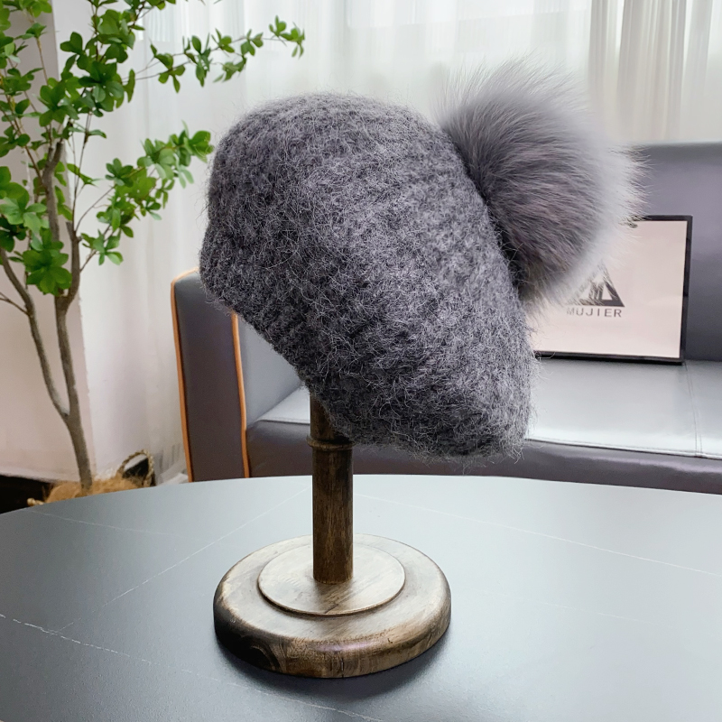 秋冬男女出游休闲羊毛针织蓓蕾帽