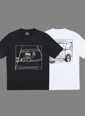 24原创素描漫画短袖 AUTOBAHN 公路开车卡通男女复古T恤涂鸦TEE