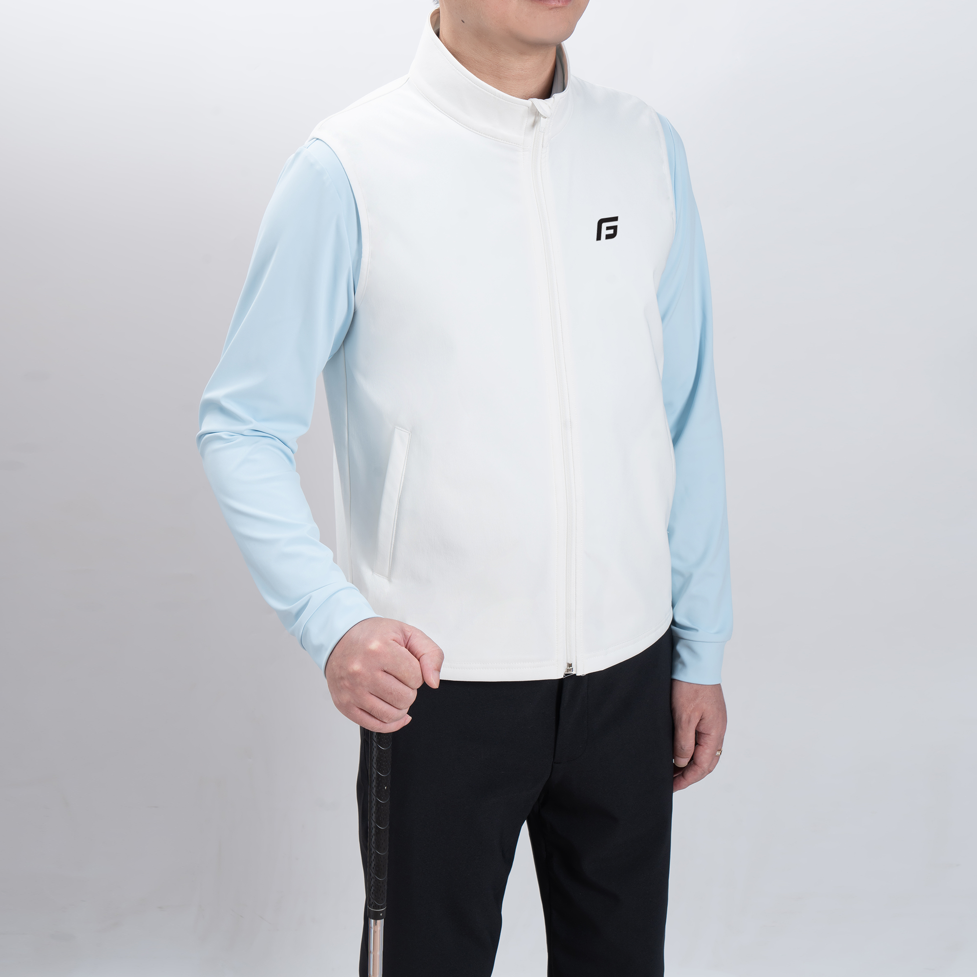 高尔夫男士马甲薄绒背心立领拉链