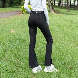高尔夫裤子女长裤高腰显瘦修身微喇叭运动休闲裤速干弹力夏季女裤