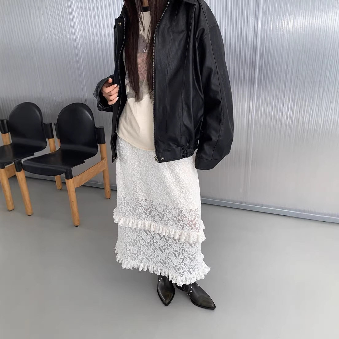2026含衬裙蕾丝显瘦半身中长裙纯色气质长裙子韩国东大门女