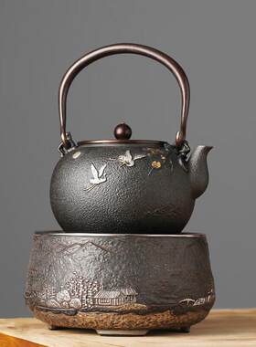 龙善堂日本铁壶纯手工铸铁烧水壶煮茶炉茶具煮水壶电陶炉套装无涂