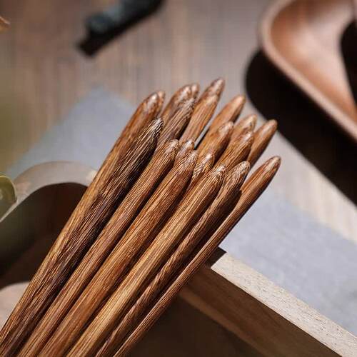 柏森优家 鸡翅木筷子 家用无漆无蜡防霉防滑木质仿古红木高档实木