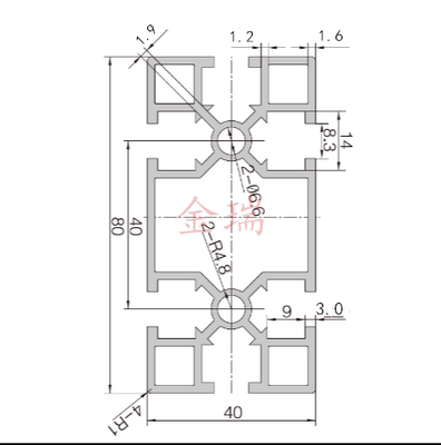 国标自动化设备国标4080铝材轻型薄款工业铝型材4080流水线框架边