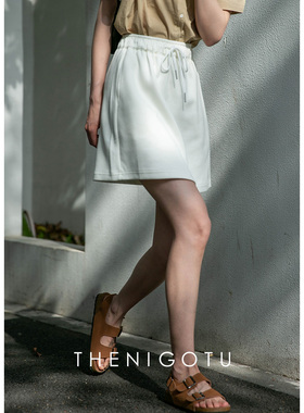 DOROTHY丨带内衬A字棉质休闲半身裙女高腰宽松百搭通勤半裙短裙子