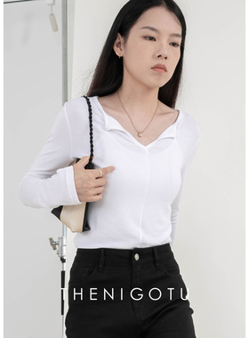 DOROTHY丨V领软薄修身款美雅碧打底衫女内搭秋衣小众百搭长袖上衣