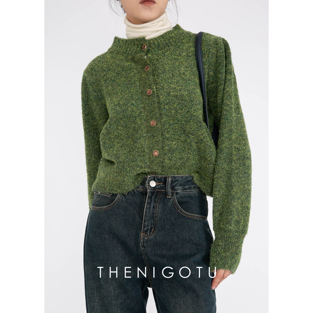 DOROTHY丨小众复古宝石扣开衫毛衣女针织衫2024新款宽松休闲外套,女装/女士精品,毛衣,淘宝优惠券,粉丝福利购,淘宝优惠卷