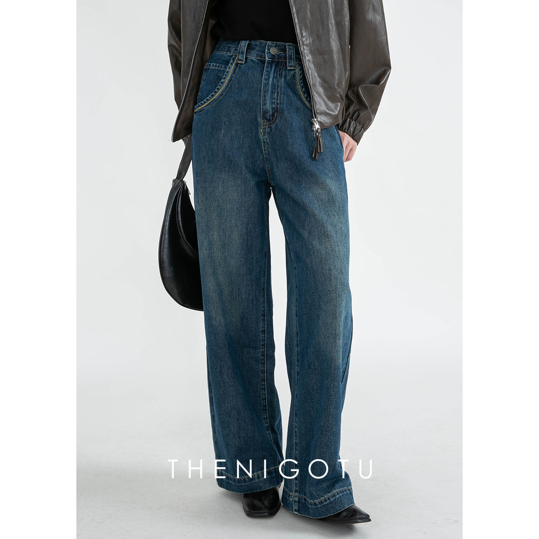 阔腿裤长裤牛仔棉2023年秋季