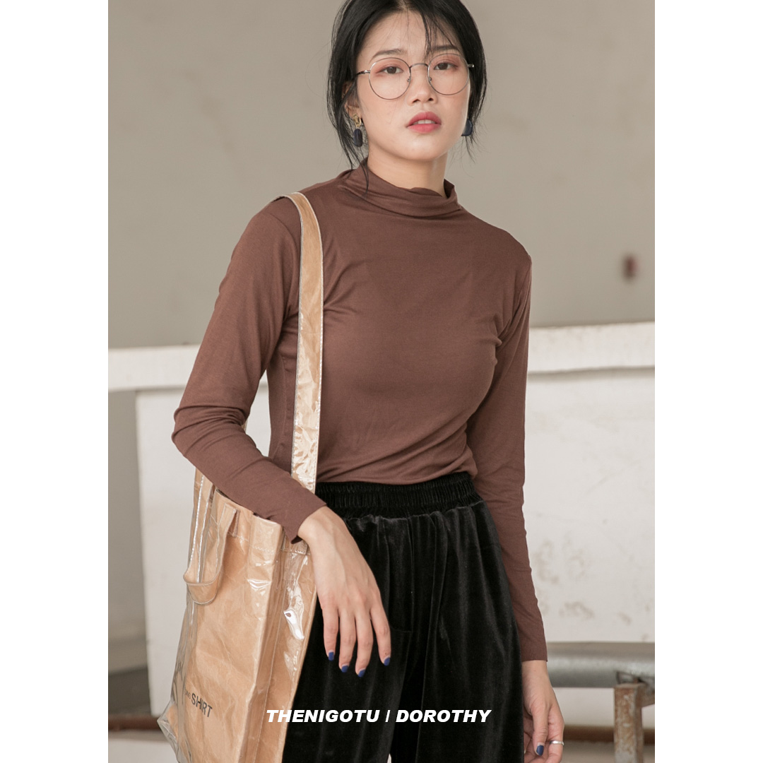 半高领内搭长袖T恤打底衫