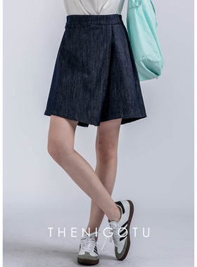 DOROTHY丨一片式设计休闲直筒牛仔短裤女宽松高腰百搭五分阔腿裤