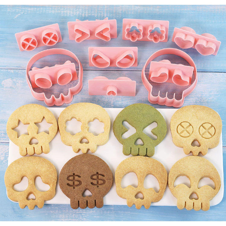 万圣节饼干模具套装镂空骷髅头卡通搞怪表情曲奇切模DIY烘焙工具