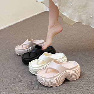 新款夏拖鞋女厚底防滑美感超火增高凉拖鞋时尚百搭外穿沙滩女拖鞋