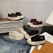 欧货厚底小白鞋 休闲增高板鞋 女2026新款 真皮系带小个子6cm松糕鞋