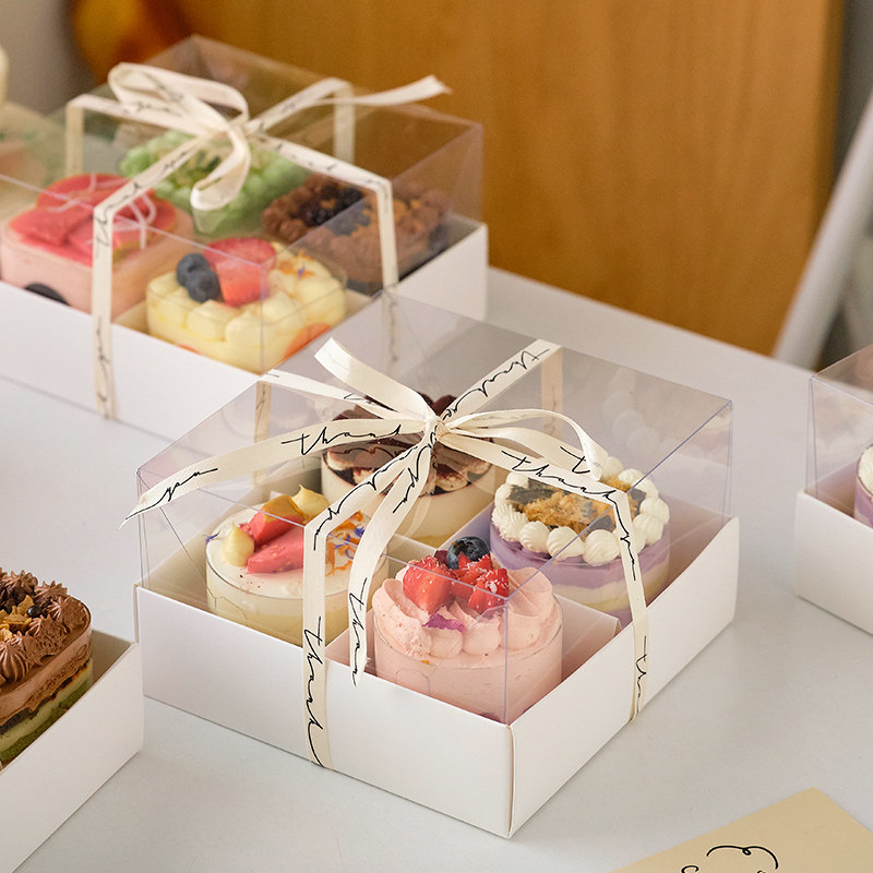 四宫格蛋糕盒六春游野餐外带打包盒子母亲节女神慕斯甜品烘焙包装