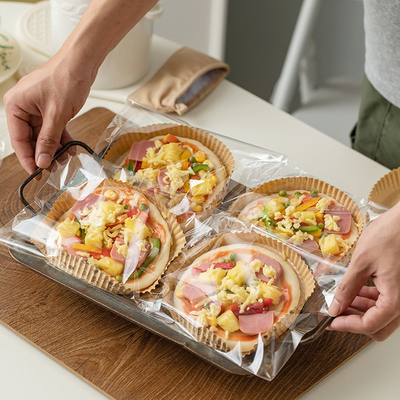 披萨饼胚包装袋4/6/7/8寸食品级纸托底面包防油纸烘焙烤箱耐高温