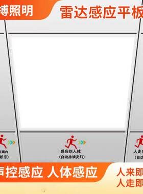 集成吊顶600x600平板灯30x60楼梯过道走廊声控雷达人体感应面板灯