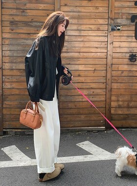 Coex Mall 首尔 ◆每人一件爆款！韩国春季黑色皮衣外套女夹克pu