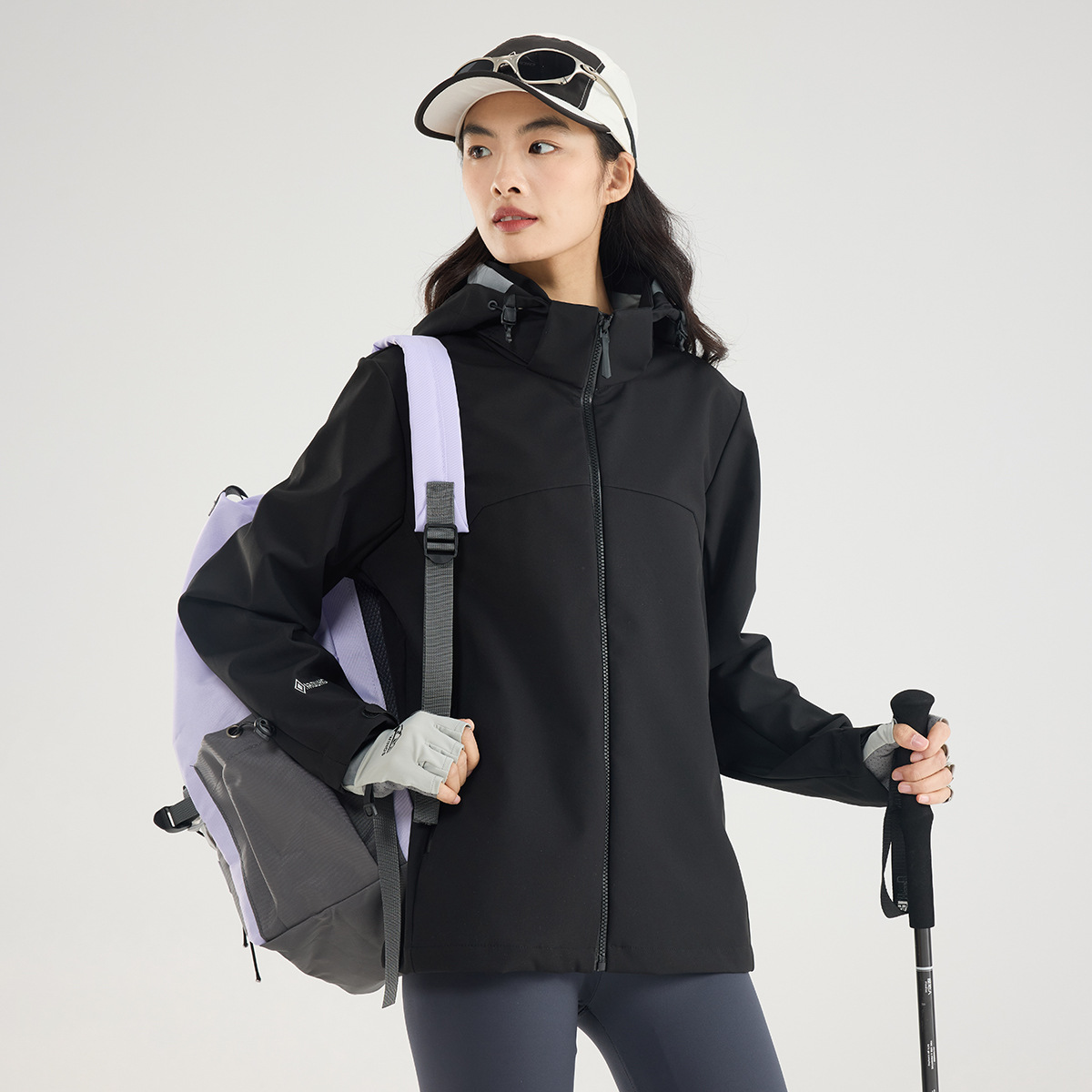 2025新款户外冲锋衣女防风防水单衣夹克可拆卸帽休闲登山服外套男