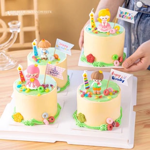 可爱卡通软胶小公主小王子蛋糕装 扮插件 饰摆件男孩女孩生日烘焙装