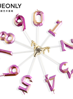 橙路高颜值儿童紫色几何幻彩数字生日蜡烛只随蛋糕配送不单独配送