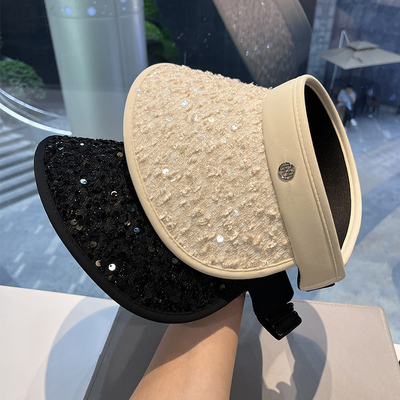 百搭防晒帽大帽檐夏季亮片时尚