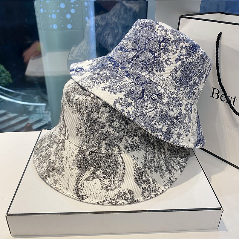 日系小众印花街头风遮阳渔夫帽