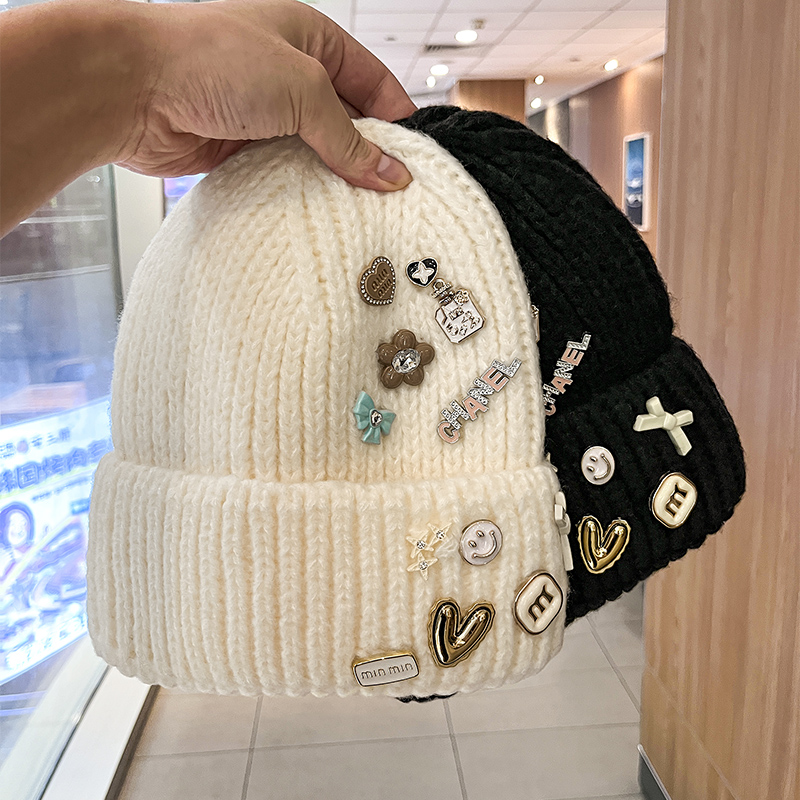 美式复古可爱装饰针织毛线帽子女