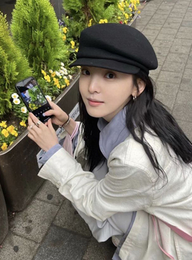 fever同款羊毛贝雷帽子女秋冬时尚气质报童帽百搭显脸小鸭舌帽潮