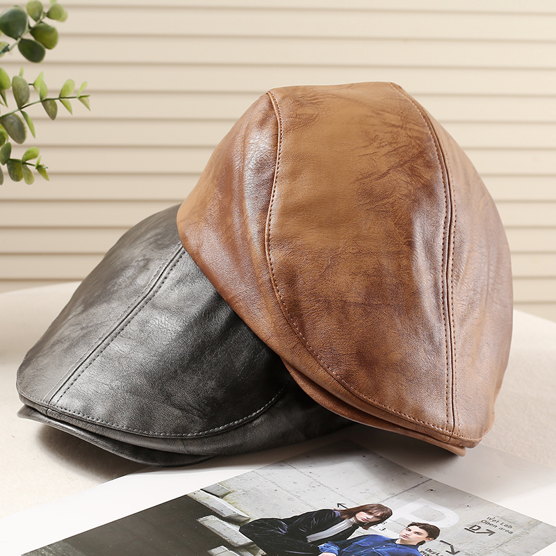 美式复古pu皮质反戴前进帽子男女