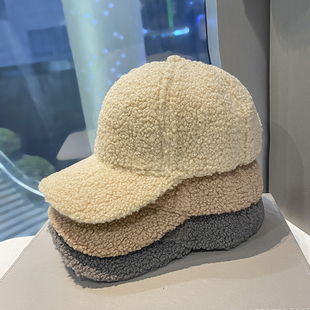 冬天羊羔绒保暖棒球帽子女款2025新款秋季情侣时尚显脸小鸭舌帽男
