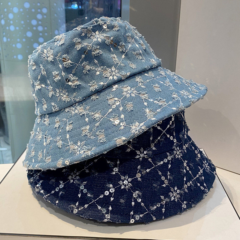 ins韩版时尚亮片牛仔渔夫帽日系休闲百搭小花盆帽春夏防晒帽子女,服饰配件/皮带/帽子/围巾,帽子,淘宝优惠券,粉丝福利购,淘宝优惠卷