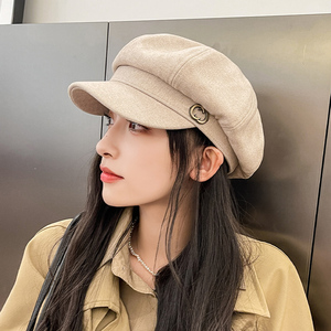 帽子女秋冬季英伦复古网红八角帽休闲时尚百搭鸭舌贝雷帽女显脸小