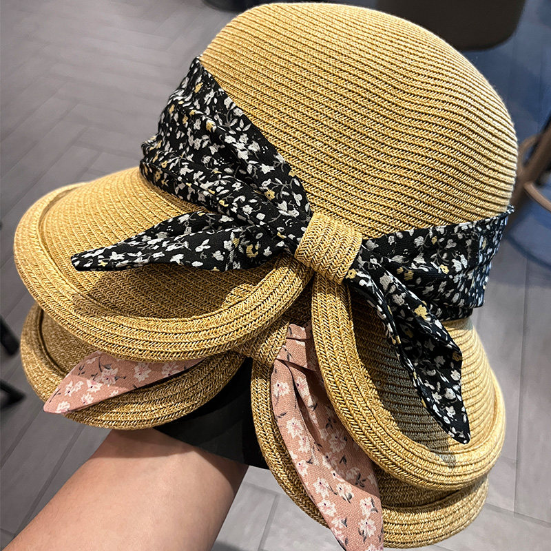 法式开叉碎花蝴蝶结草帽女夏季户外出游草编渔夫帽防晒遮阳太阳帽,服饰配件/皮带/帽子/围巾,帽子,淘宝优惠券,粉丝福利购,淘宝优惠卷