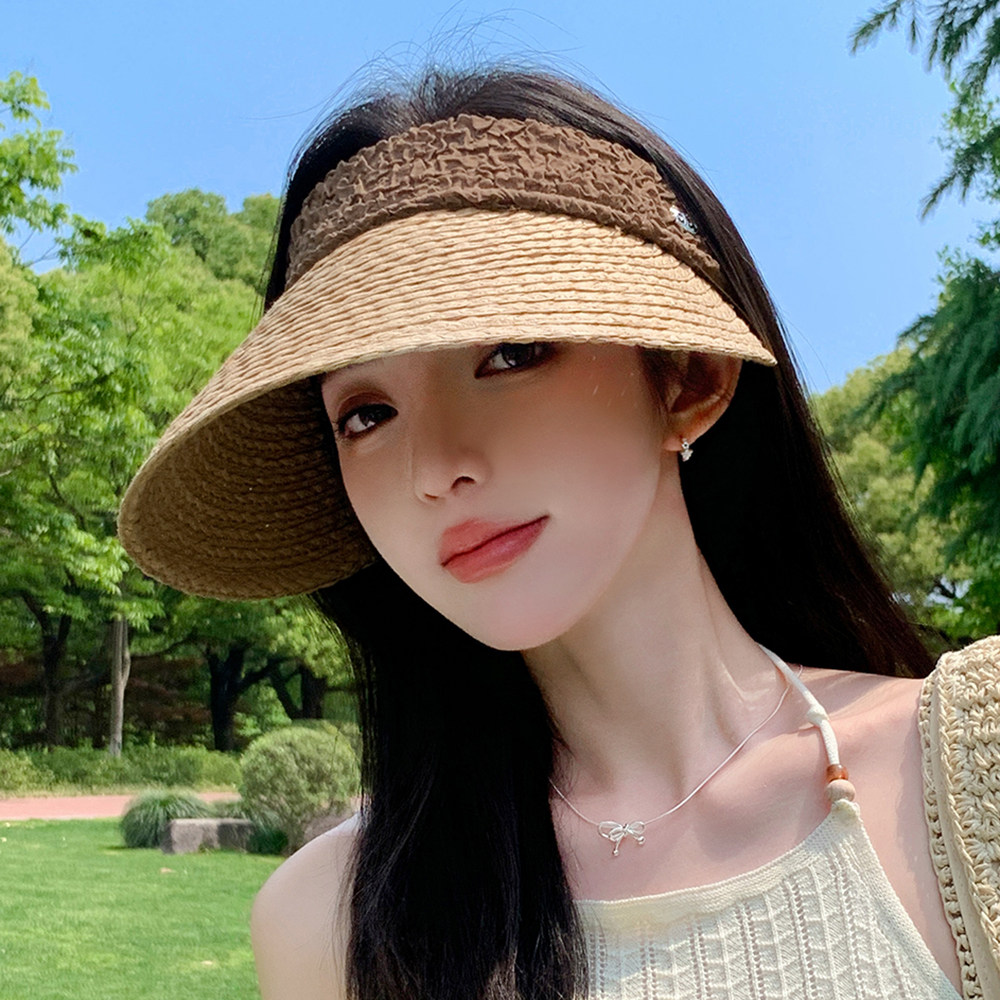 大檐草帽空顶帽女时尚气质防晒帽