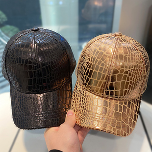 帽子女春秋季韩版格纹硬顶大头围棒球帽休闲时尚黑色鸭舌帽女冬季