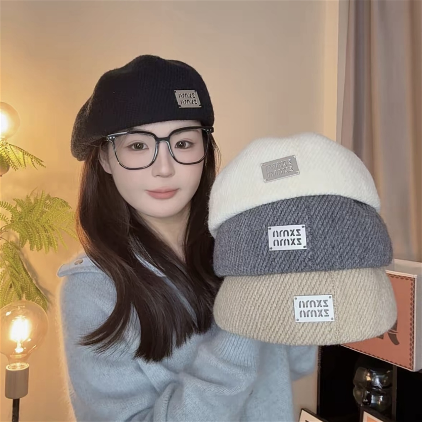 日系复古大头围定型鸭舌帽女冬