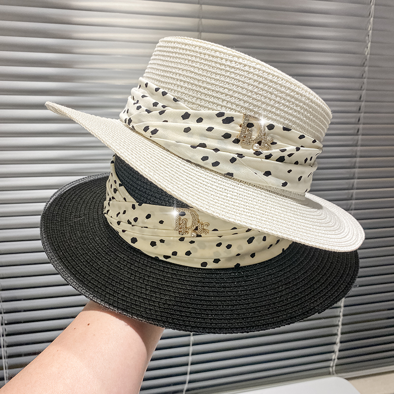 韩版百搭夏季遮阳平顶草帽