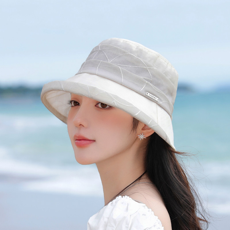 渔夫帽女款夏季新款欧根纱优雅显脸小出游盆帽子可折叠防晒水桶帽,服饰配件/皮带/帽子/围巾,帽子,淘宝优惠券,粉丝福利购,淘宝优惠卷